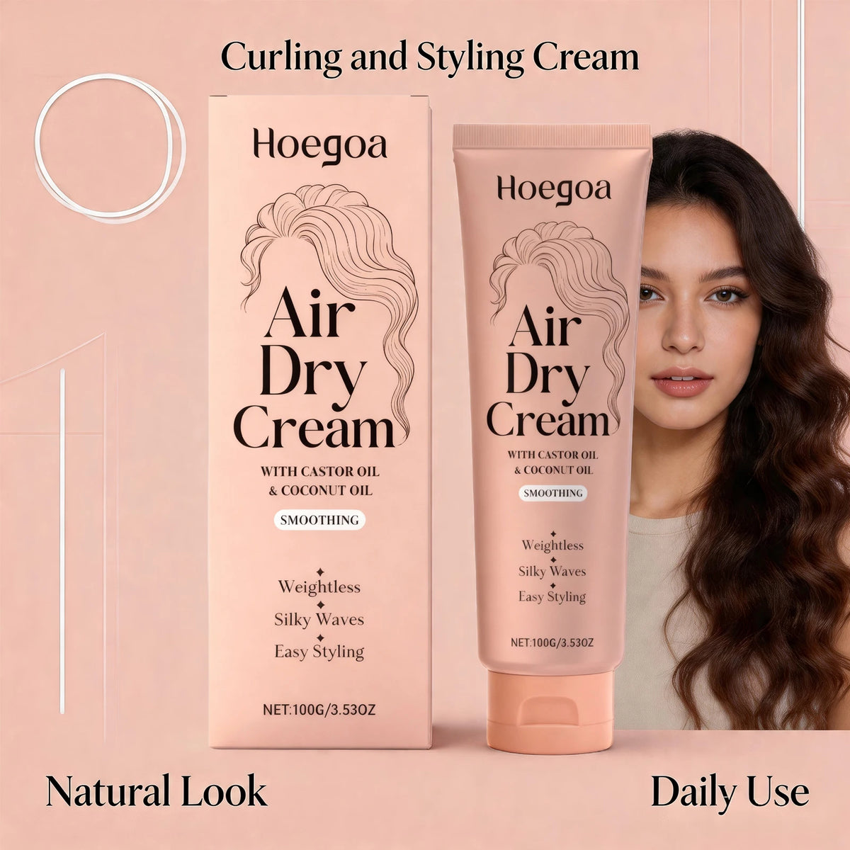 Curl Defining Styling Cream with Castor & Coconut Oil for Natural Waves & Shine