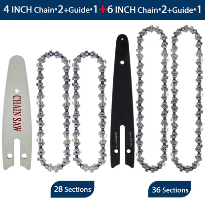 4 & 6 Inch Replacement Chainsaw Chain and Guide Bar for Mini Cordless Pruning Saws