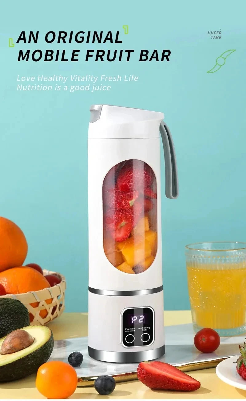 Portable 12-Blade Fruit Juicer Blender - 450ml USB Rechargeable Ice Crusher