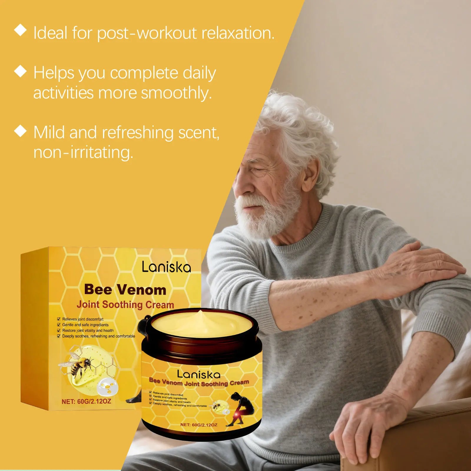 Bee Venom Joint Soothing Cream - Deep Tissue Relief & Muscle Recovery Massage Balm - 16