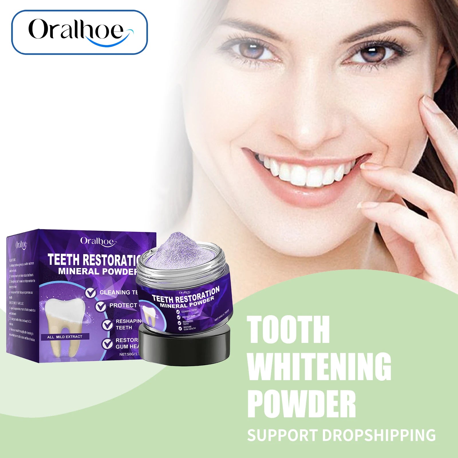 Purple Teeth Whitening Powder - Deep Stain Removal & Enamel Repair Formula - 1