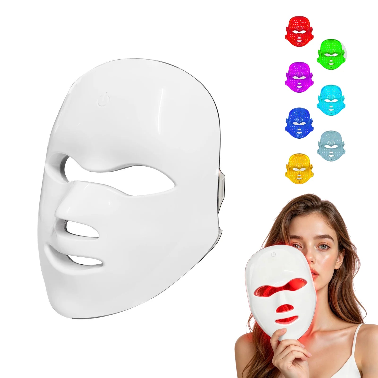 7-Color LED Photon Therapy Facial Mask - Cordless Skin Rejuvenation Device - 7