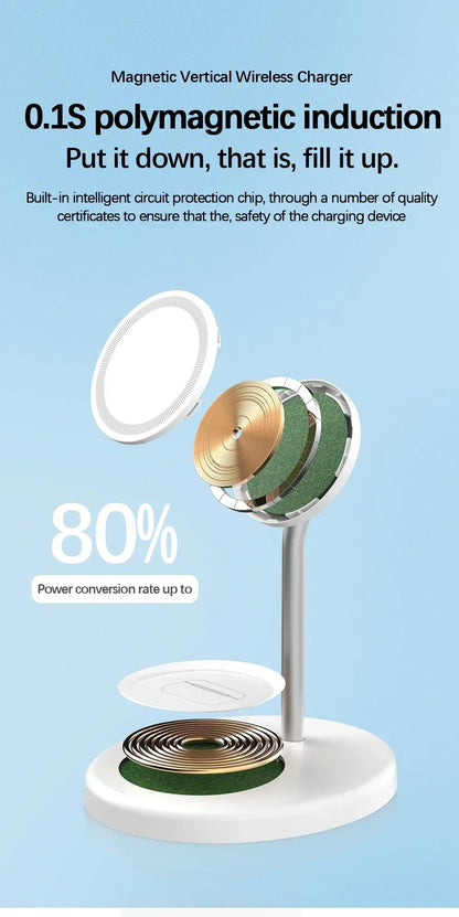 2-in-1 Magnetic Wireless Charging Stand for iPhone 16 15 14 13 12 & AirPods