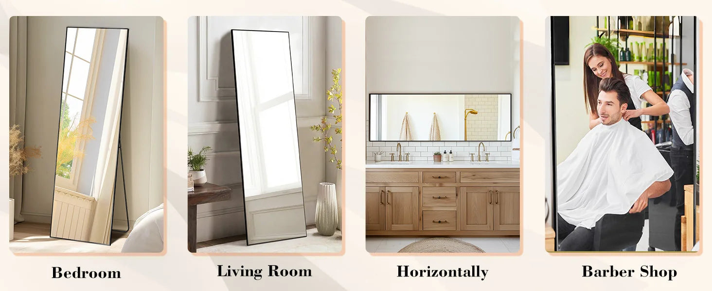 64" x 21" Full Length Standing Mirror – Floor, Wall-Mounted or Leaning - 8