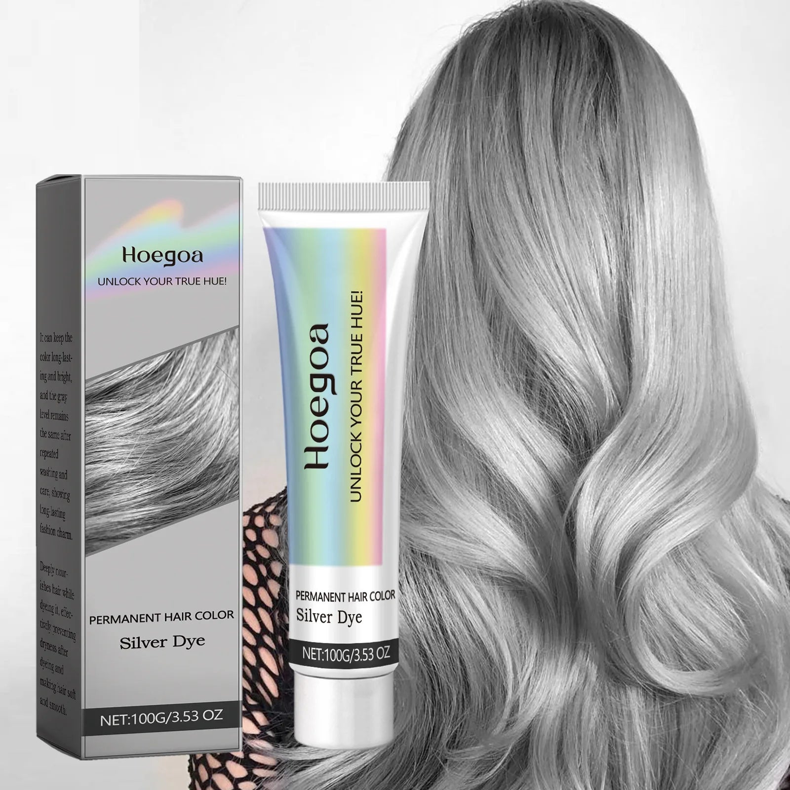 Permanent Silver Gray Hair Dye Cream - Professional Root & Full Coverage Formula - 1