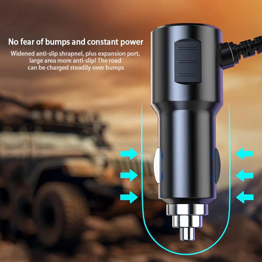 120W 4-Port Fast Car Charger - USB & Type-C Multi-Device Power Adapter - 10