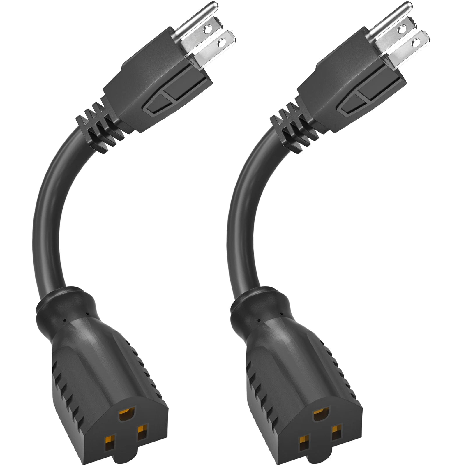 1ft Extension Cord - Low Profile Flat Plug 3-Prong Power Extension Cable - 14