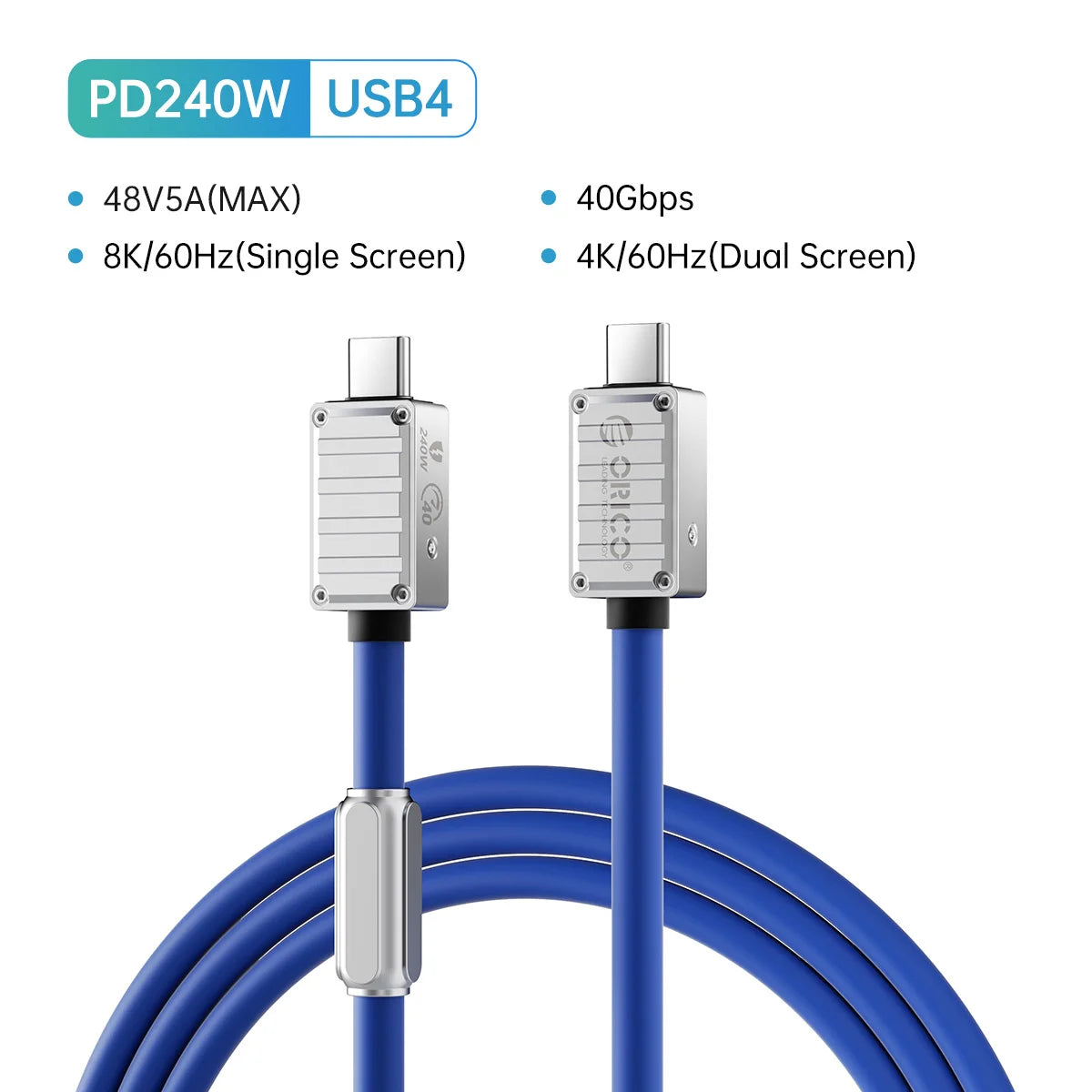 ORICO 240W USB4 Cable - 40Gbps Data, 8K Video & Fast PD Charging