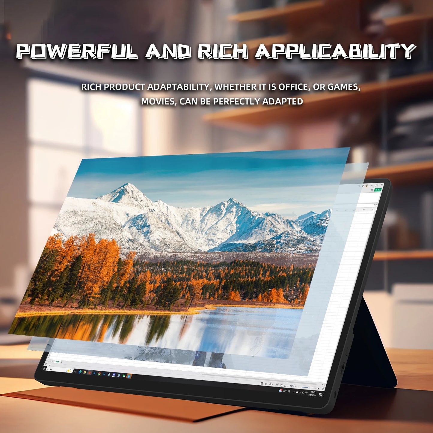 14" 2K Portable Monitor - 60Hz Ultra HD HDR Laptop Display Screen