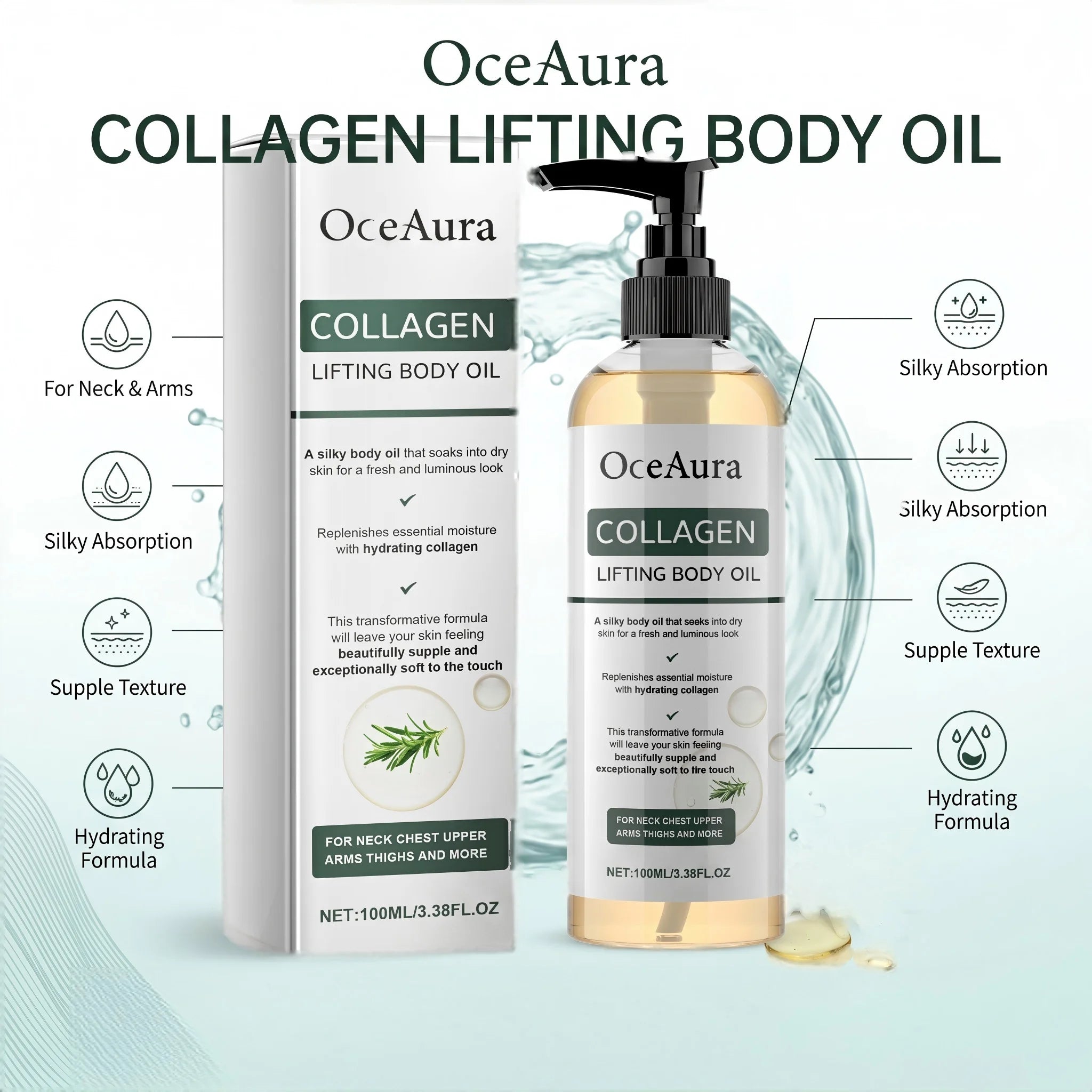 Collagen Body Firming Oil - Hydrating & Tightening Skin Care Treatment - 12