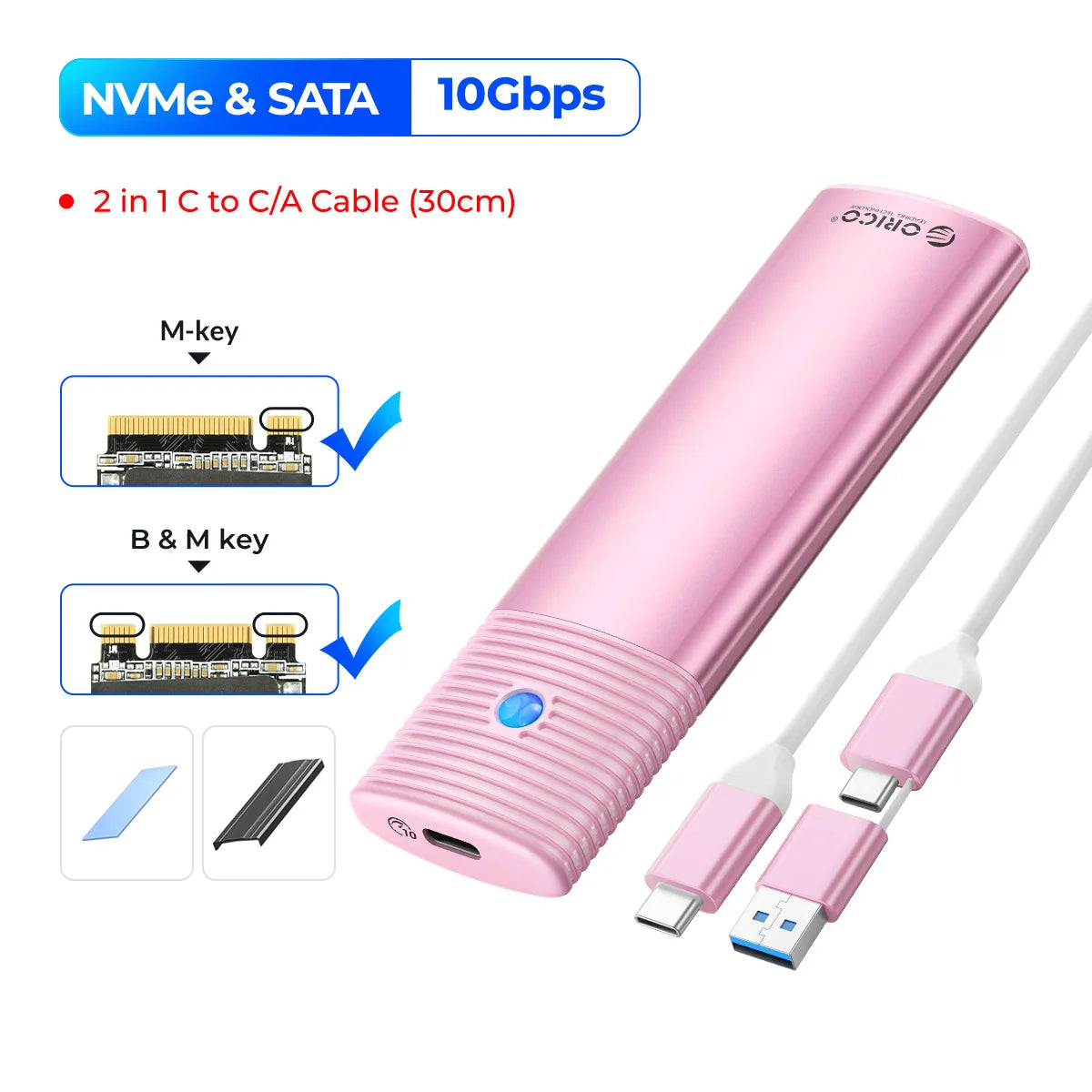 10Gbps M.2 NVMe SSD Enclosure Tool-Free Aluminum Case for 2280/2230 SSD