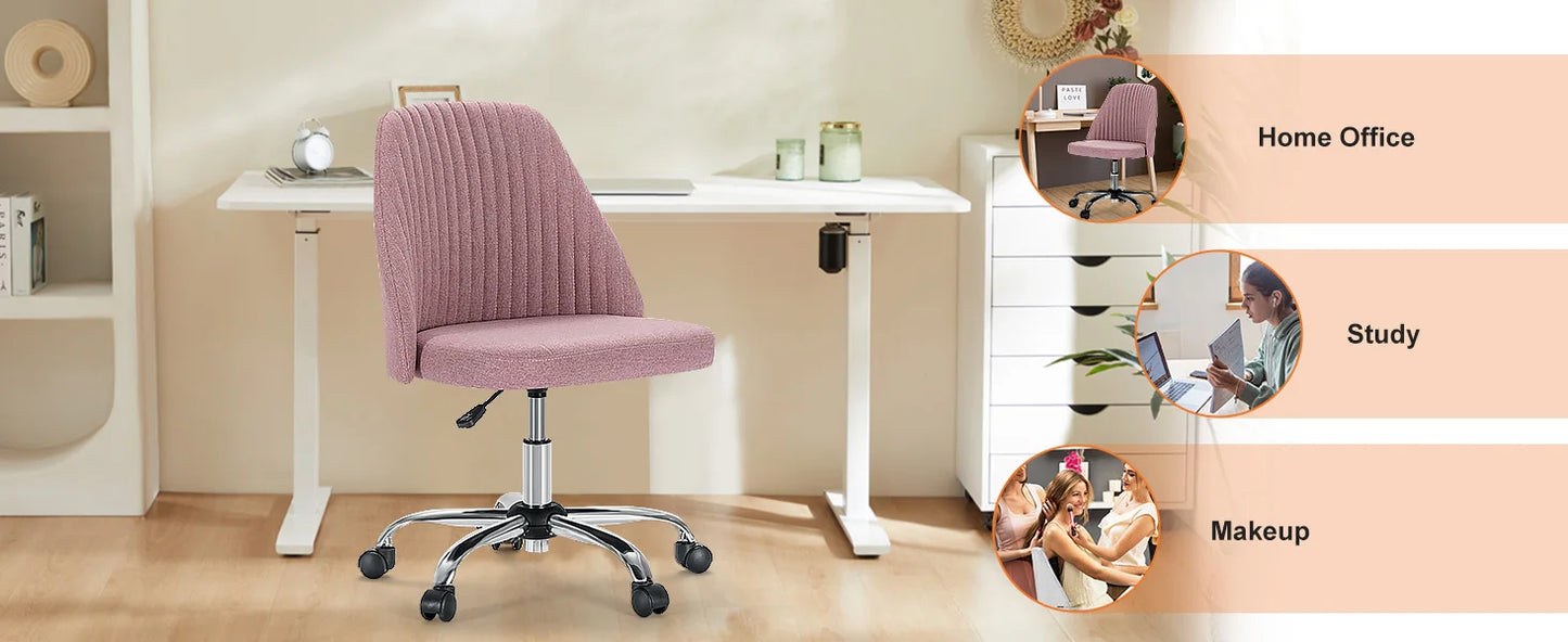 Modern Armless Swivel Desk Chair - Adjustable Height Vanity Task Chair