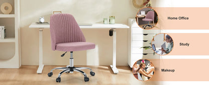 Modern Armless Swivel Desk Chair - Adjustable Height Vanity Task Chair