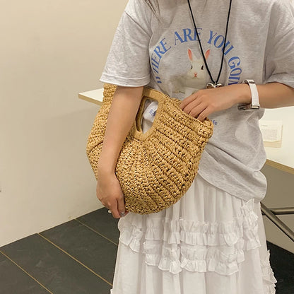 Luxury Half-Moon Straw Tote