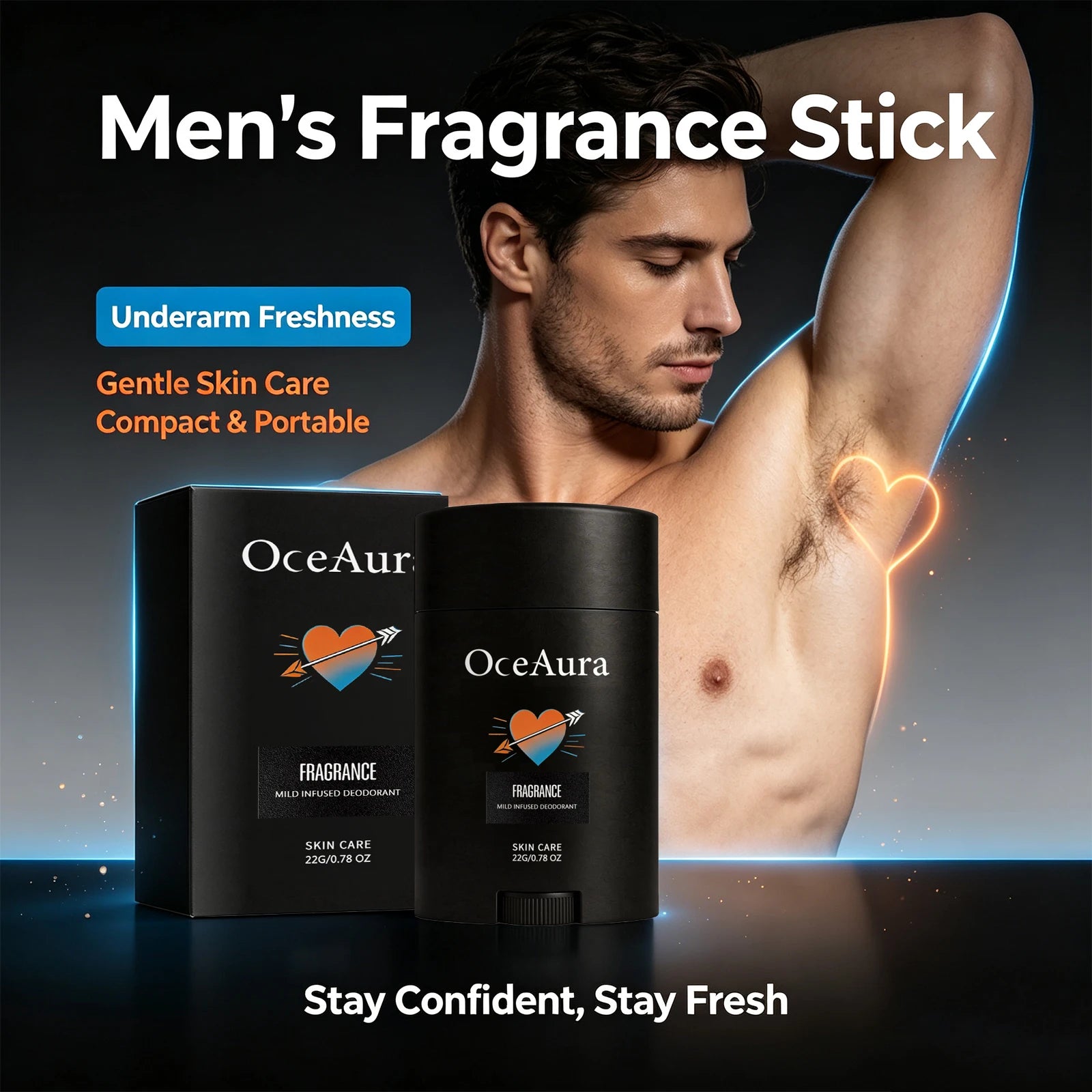 Men's Long-Lasting Solid Deodorant Stick - Odor Control & Skin-Friendly Formula - 6