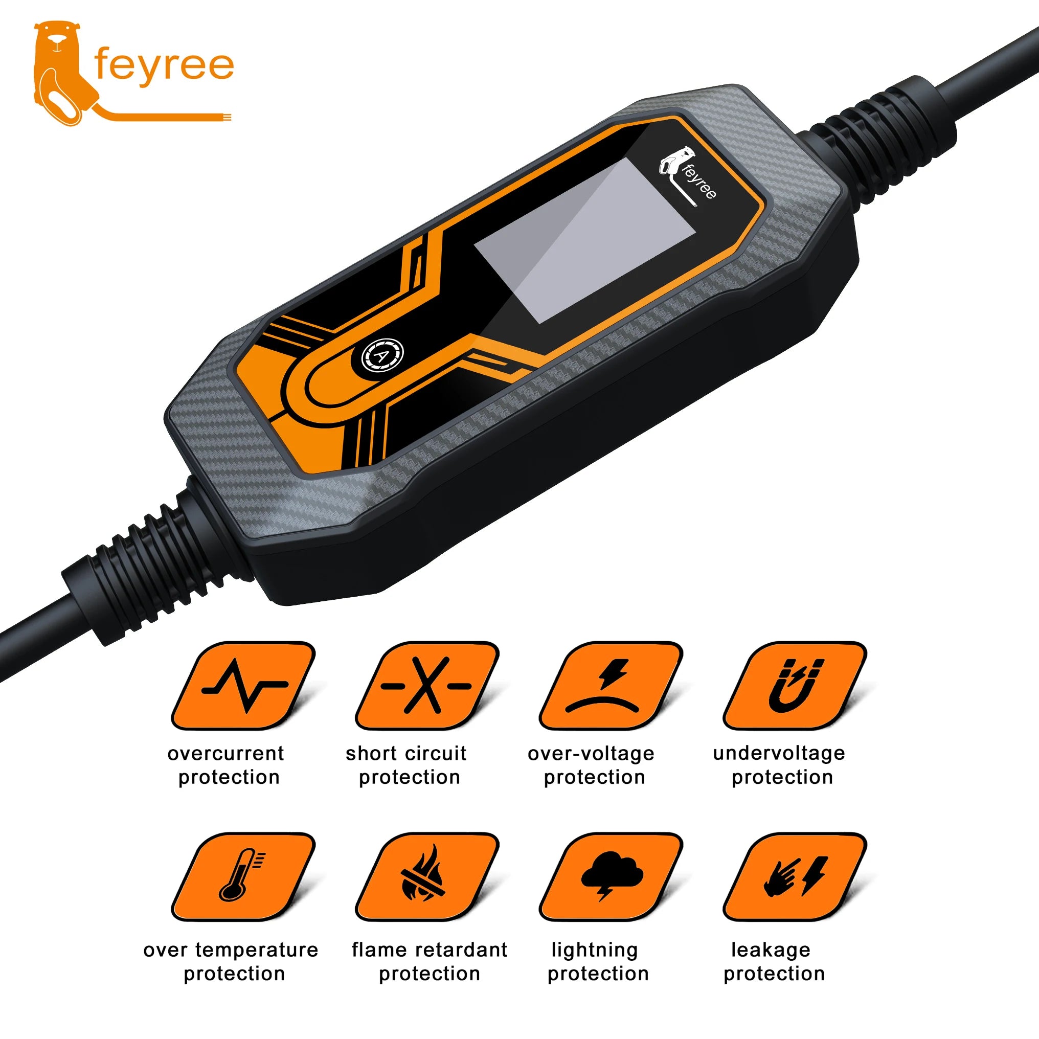 11KW Portable EV Charger Type 2 - Adjustable 16A Electric Car Charging Box - 14