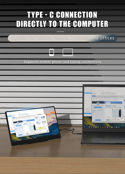 14-Inch Portable Monitor - 60Hz Lightweight Travel Display with Speakers