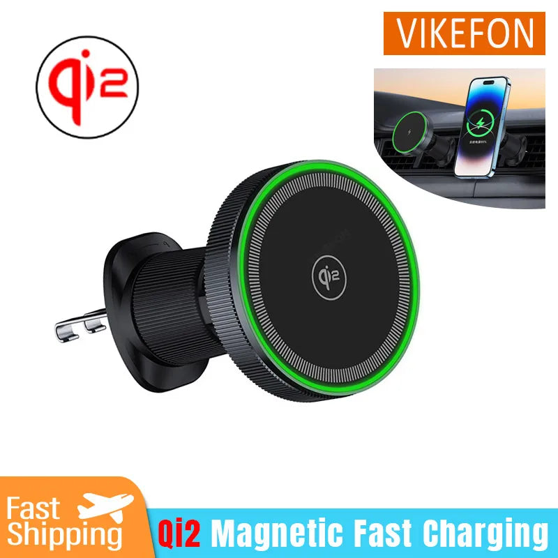 Magnetic Wireless Car Charger with Cooling Fan - 15W Fast Phone Mount - 1