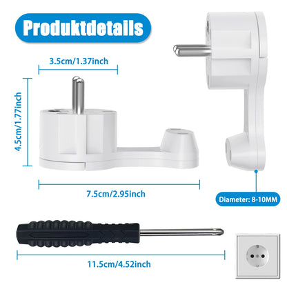 Space-Saving European Flat Plug Adapter with Foldable Handle - 4 Pack