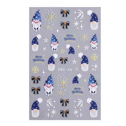 Christmas 3D Embossed Nail Art Stickers - Winter Holiday Manicure Decals