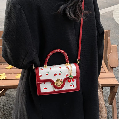 Luxury Cherry Print Crossbody Bag