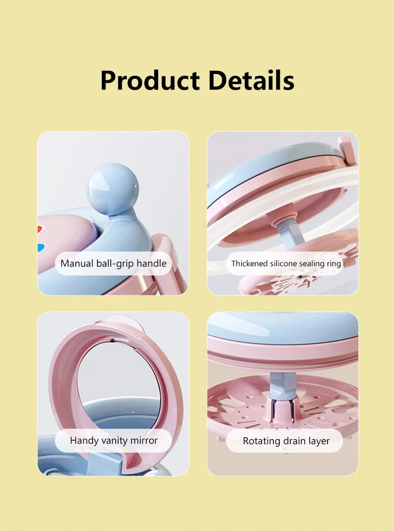 Rotary Denture Cleaning Case with Drainage Tray and Mirror - 18