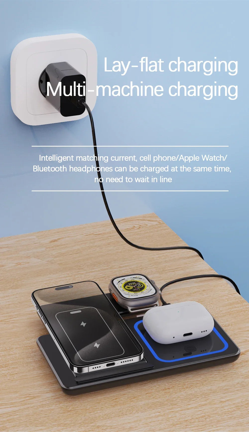 3-in-1 Foldable Wireless Charging Station for iPhone, Apple Watch & AirPods - 9
