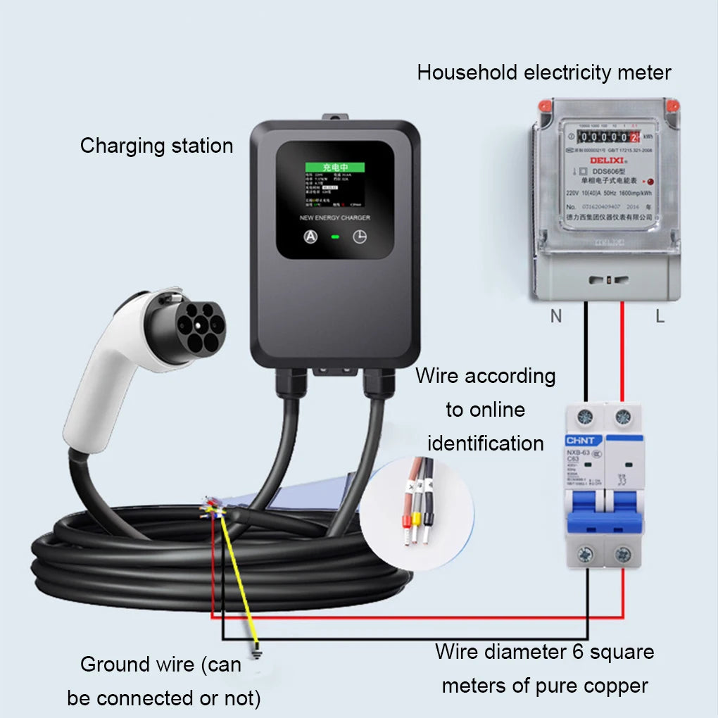 7KW 32A Type 2 EV Home Charging Station - Fast Electric Car Wallbox Charger - 5