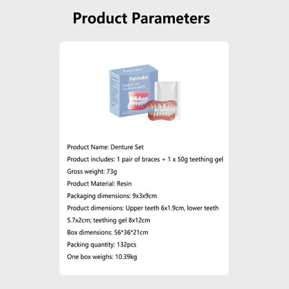 Premium Cosmetic Temporary Dentures - Comfortable Snap-On Smile for Missing Teeth