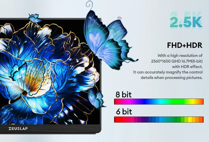 16" 240Hz QHD Portable Gaming Monitor - 2.5K HDR IPS Second Screen