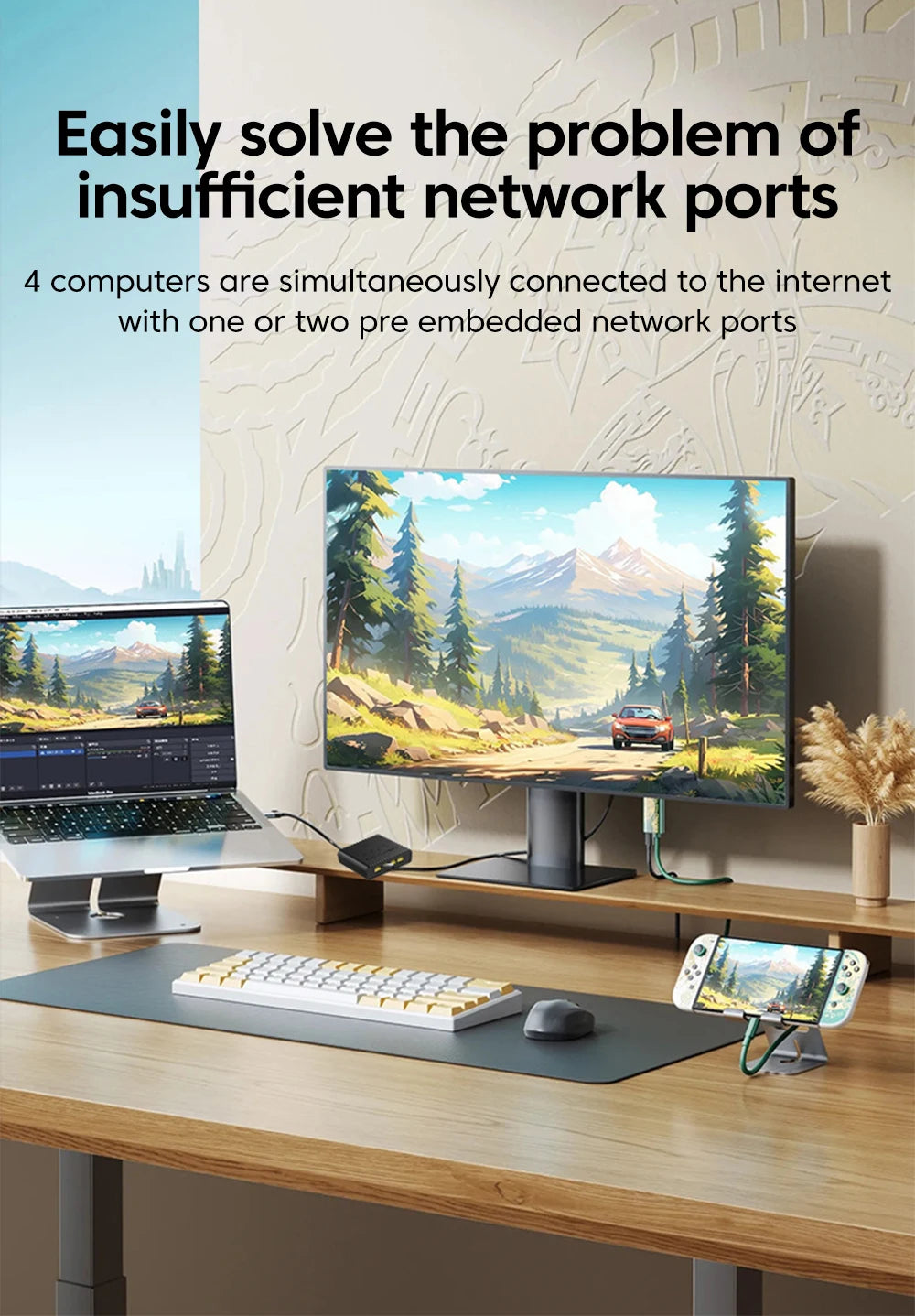 5-Port Gigabit Ethernet Switch - High-Speed RJ45 Network Splitter & Adapter - 11
