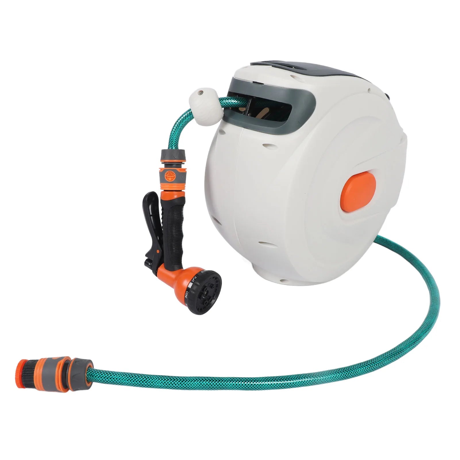 Retractable Garden Hose Reel 10m with 8-Pattern Spray Nozzle & Auto-Rewind - 7