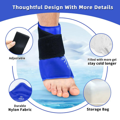 Ankle Ice Pack Wrap for Sports Injuries - Hot & Cold Therapy Support