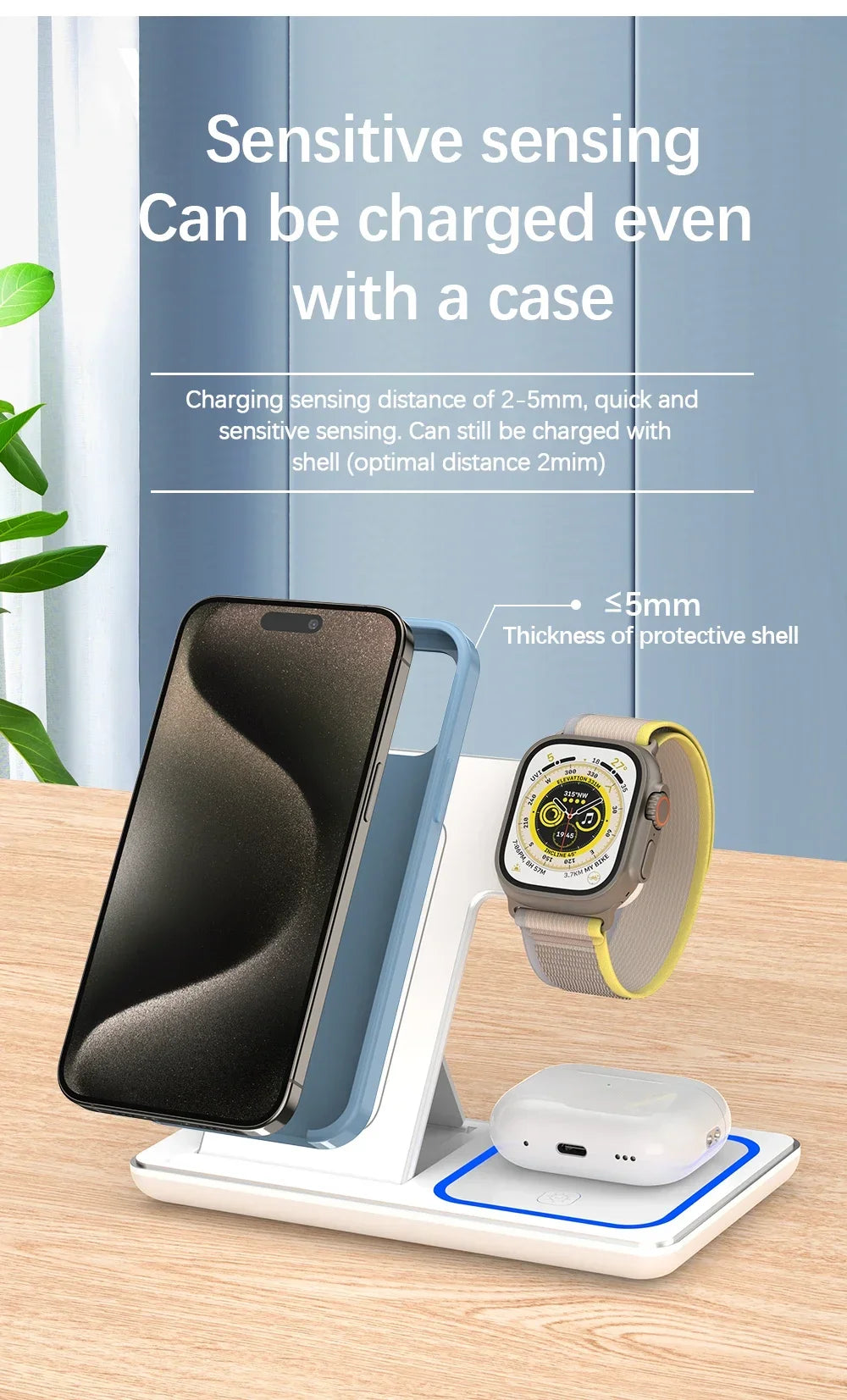 3-in-1 Foldable Wireless Charging Station for iPhone, Apple Watch & AirPods