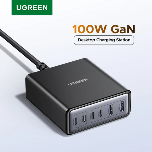 UGREEN 100W GaN 6-in-1 Desktop Fast Charger for Laptop, iPhone & Tablet