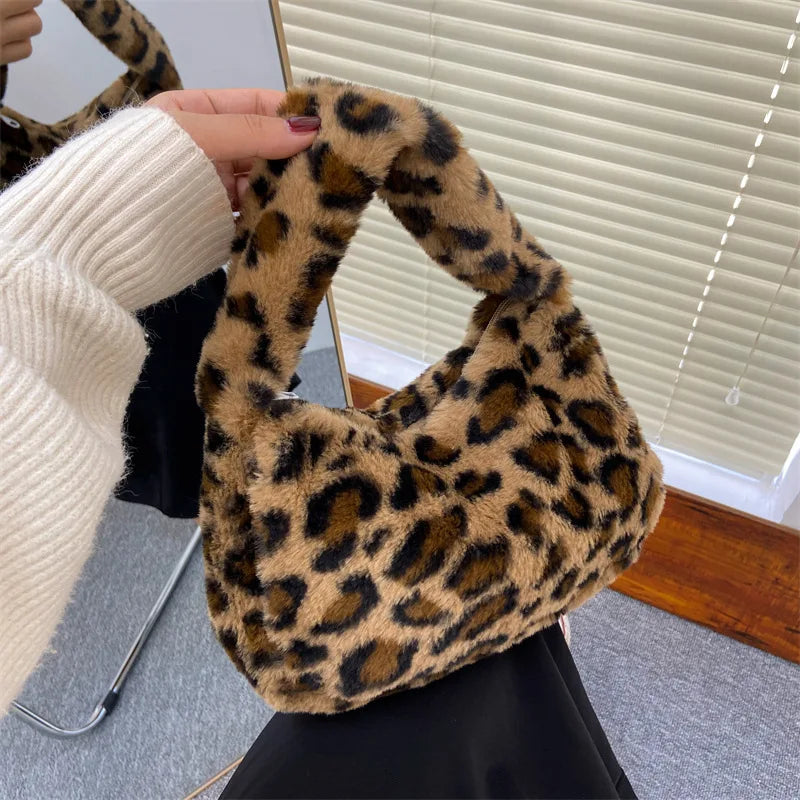 Luxury Leopard Print Plush Bag