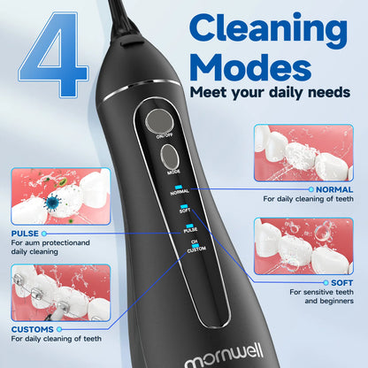 Portable Cordless Water Flosser - Rechargeable Oral Irrigator with 4 Cleaning Modes