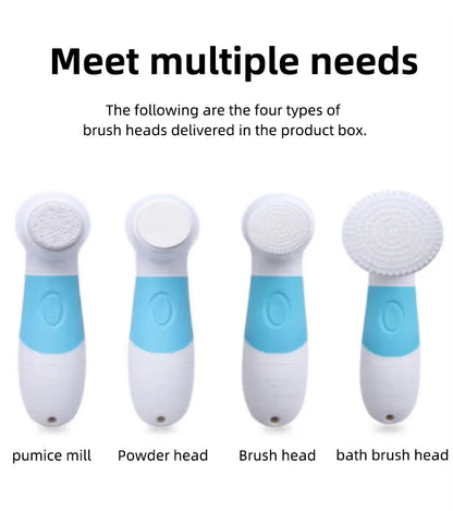 4-in-1 Waterproof Electric Facial Cleansing Brush & Exfoliating Skin Scrubber