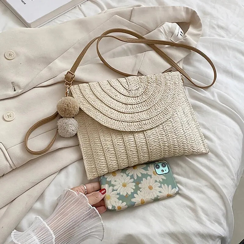 Luxury Woven Straw Beach Clutch