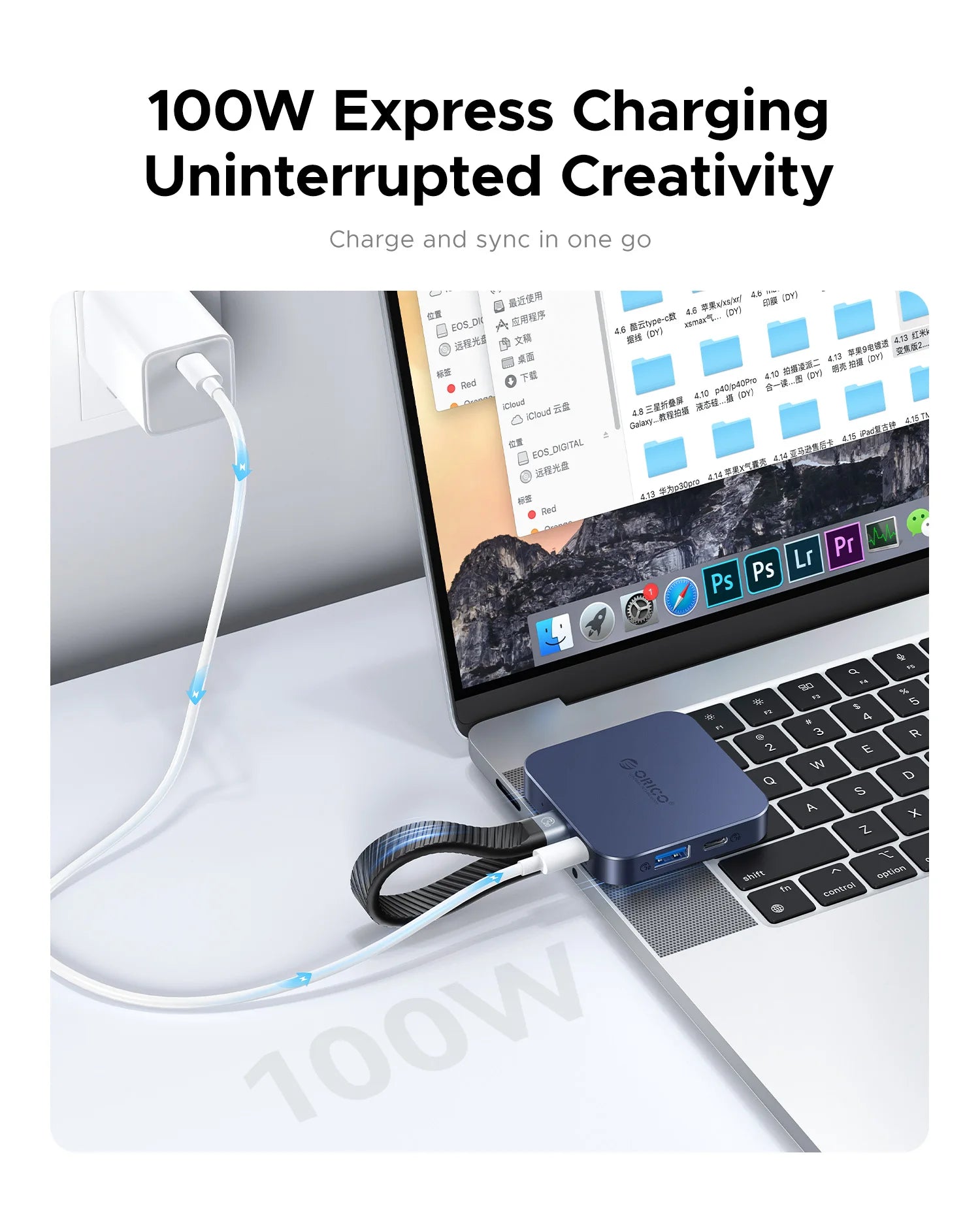 ORICO Magnetic M.2 2230 NVMe SSD Docking Station 10Gbps 4K 100W PD Hub - 6