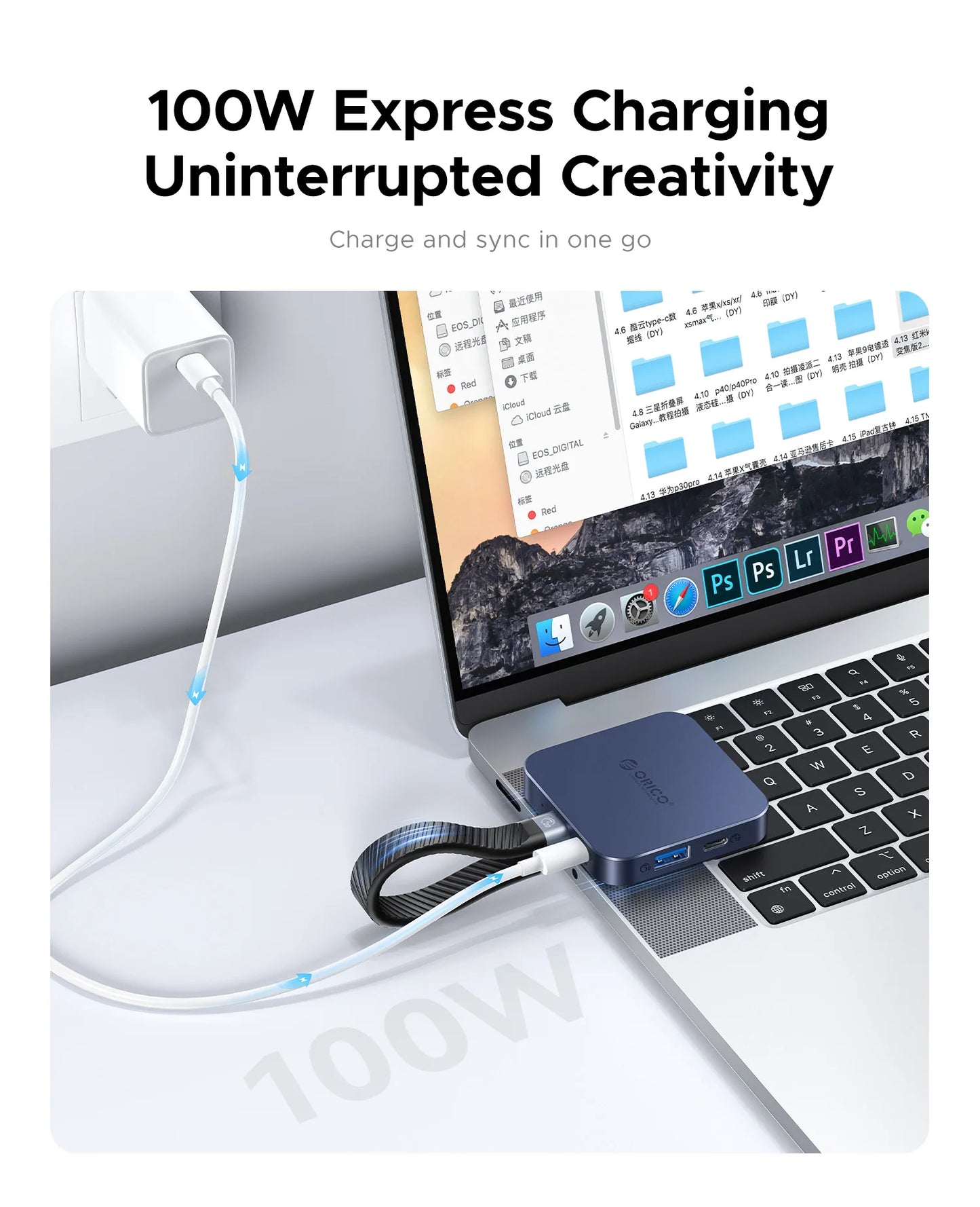 ORICO Magnetic M.2 2230 NVMe SSD Docking Station 10Gbps 4K 100W PD Hub