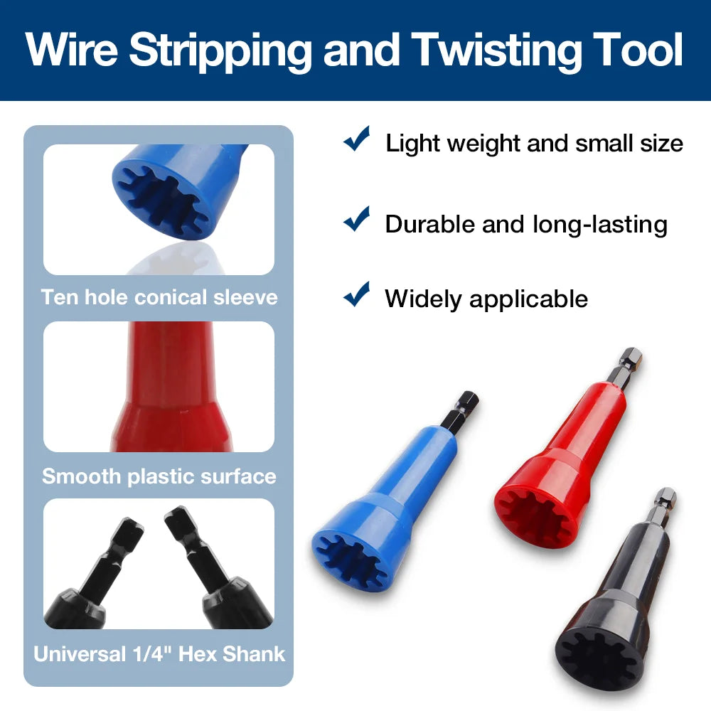 Wire Nut Twister Drill Attachment - Professional Wire Stripping and Twisting Tool Set