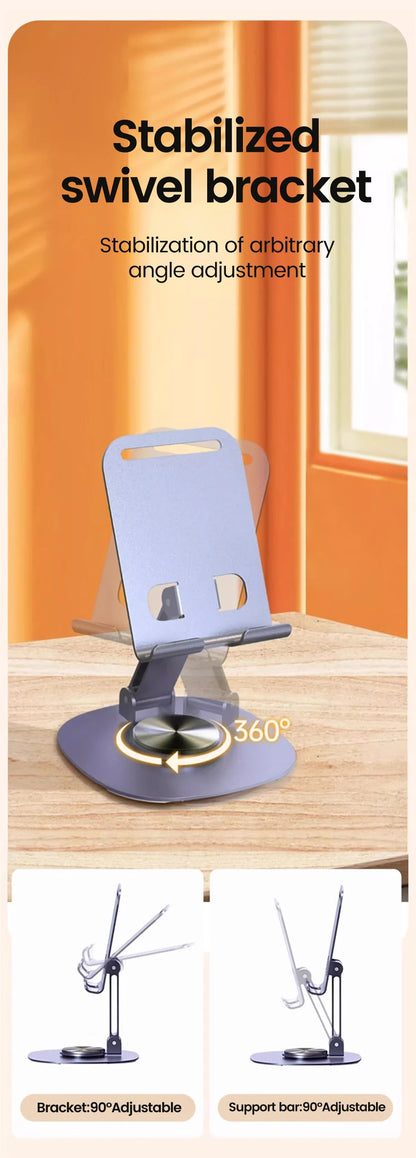 360° Rotating Foldable Phone & Tablet Desktop Stand – Adjustable Holder