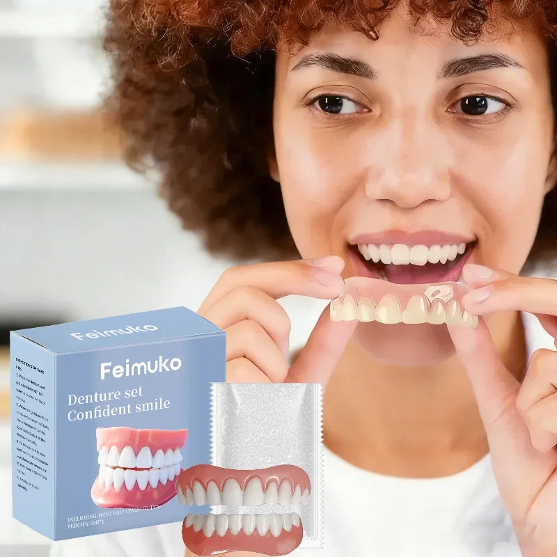 Premium Cosmetic Temporary Dentures - Comfortable Snap-On Smile for Missing Teeth - 3