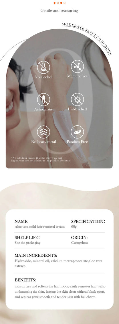 Painless Aloe Vera Hair Removal Cream for Smooth Skin