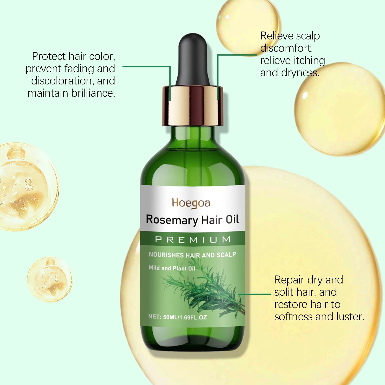 Rosemary Hair Growth Oil - Natural Scalp Nourishing & Hair Thickening Serum - 10