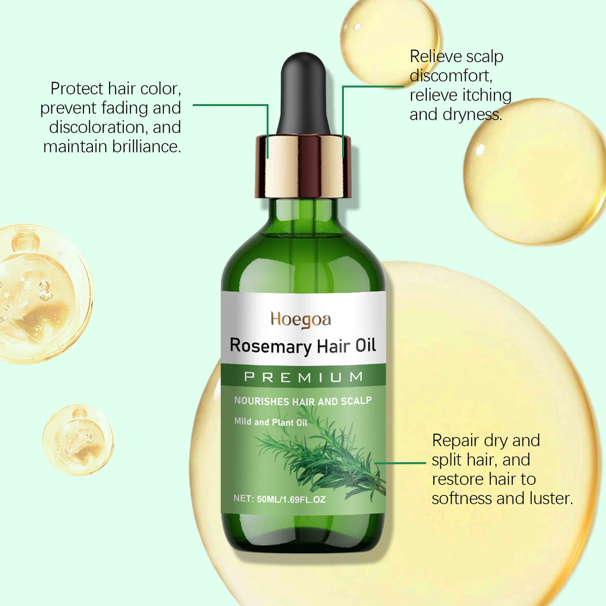 Rosemary Hair Growth Oil - Natural Scalp Nourishing & Hair Thickening Serum