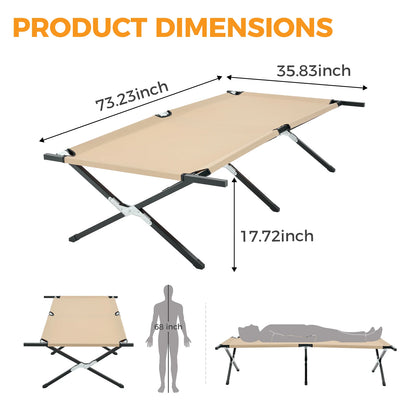 Extra-Wide Portable Folding Camping Cot - Heavy-Duty Outdoor Sleeping Bed