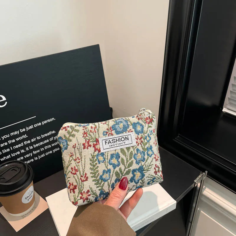 Luxury Retro Floral Canvas Clutch
