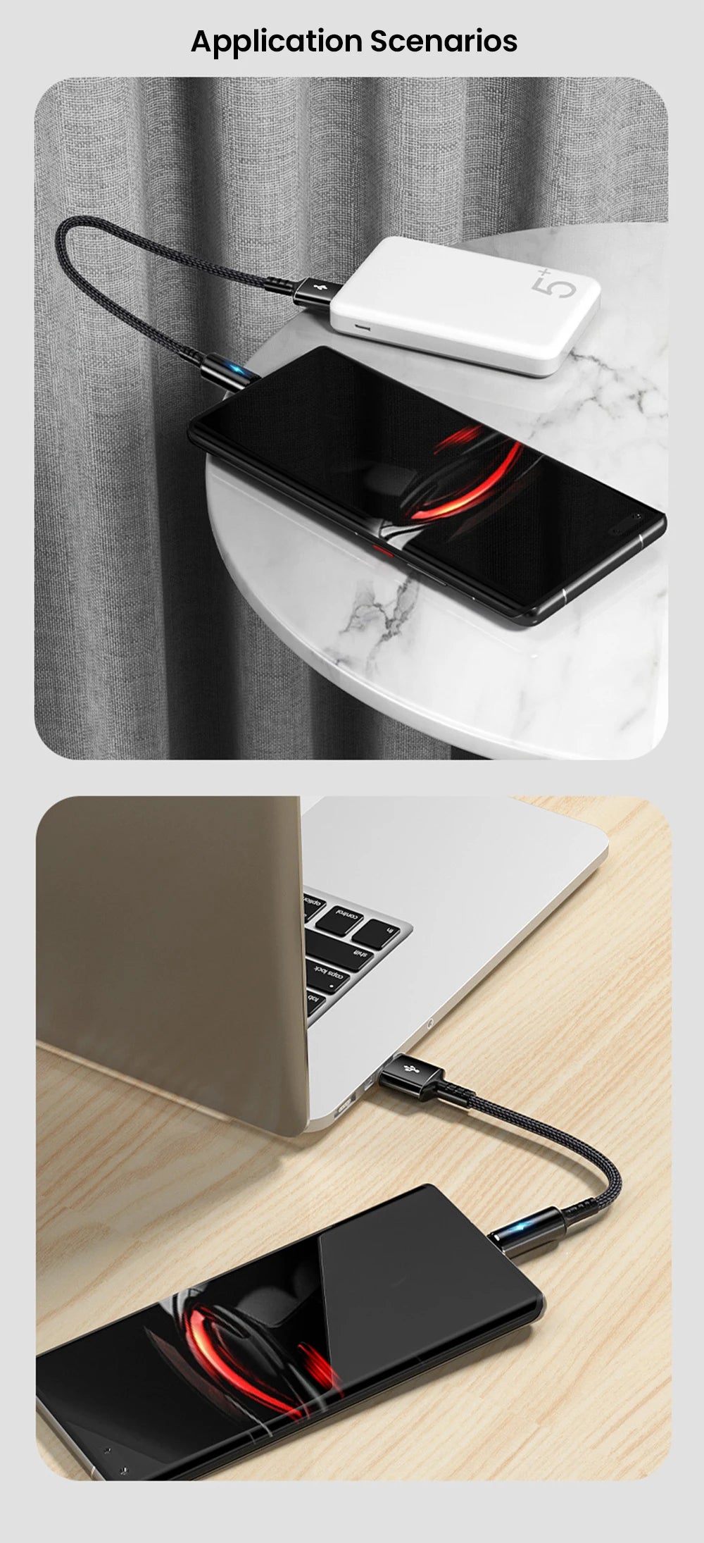 Short 0.25M USB Type-C & Micro USB Fast Charging Cable for Power Banks - 14
